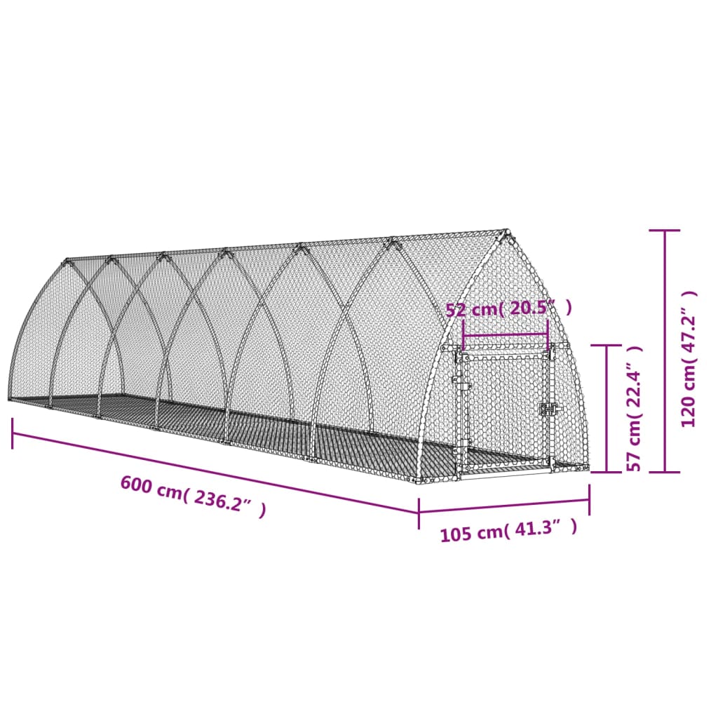 Conigliera Argento 105x600x120 cm in Acciaio Zincato | homemem39