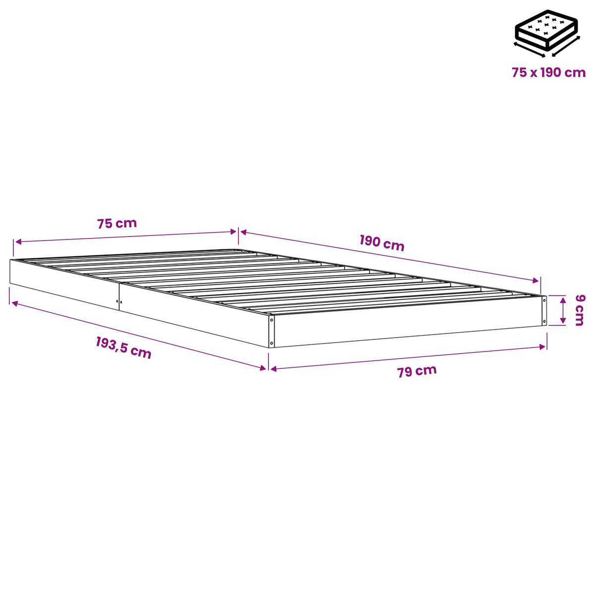 Giroletto Marrone Cera 75x190 cm in Legno Massello di Pino