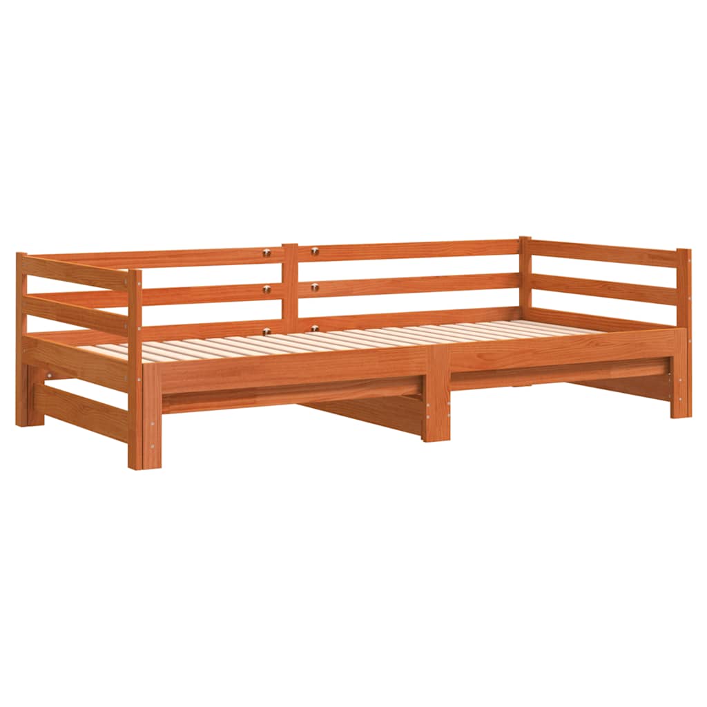 Divano con Letto Estraibile Marrone Cera 90x200cm Massello Pino | homemem39