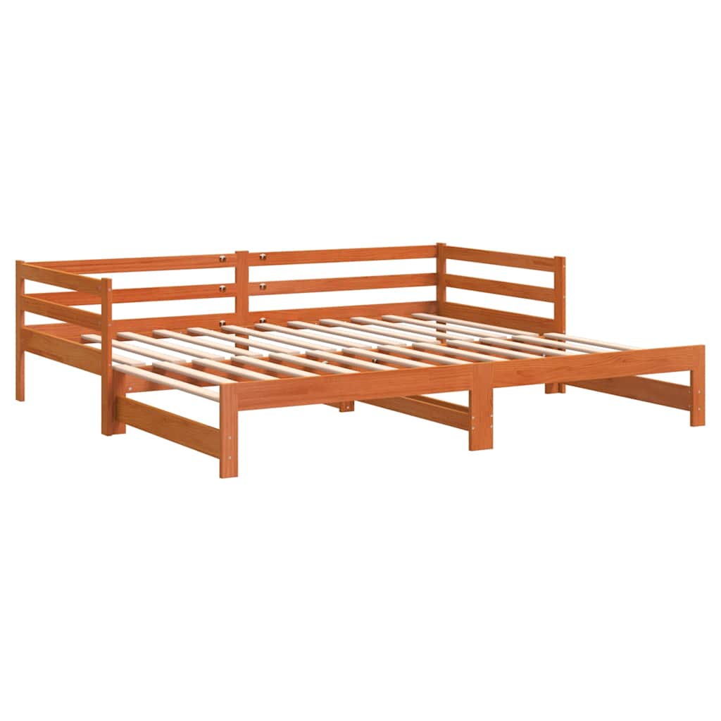 Divano con Letto Estraibile Marrone Cera 80x200cm Massello Pino | homemem39