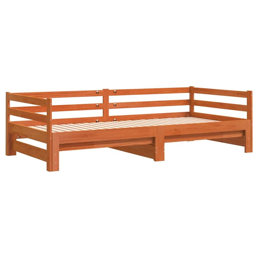 Divano con Letto Estraibile Marrone Cera 80x200cm Massello Pino | homemem39