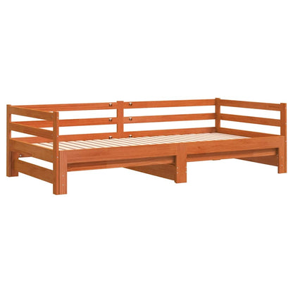 Divano con Letto Estraibile Marrone Cera 80x200cm Massello Pino | homemem39