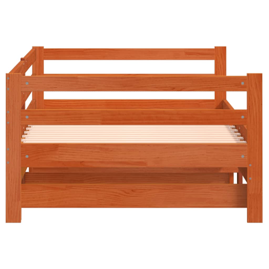 Divano con Letto Estraibile Marrone Cera 80x200cm Massello Pino | homemem39