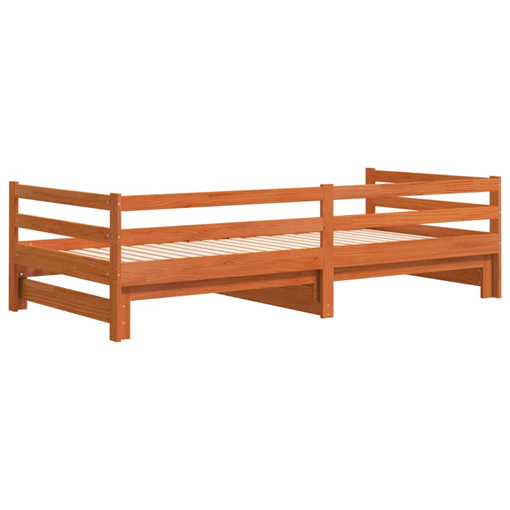 Divano con Letto Estraibile Marrone Cera 80x200cm Massello Pino | homemem39