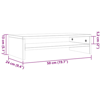 Supporto Monitor Marrone Cera 50x24x13 cm Legno Massello Pino