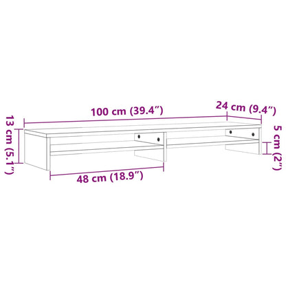 Supporto Monitor Marrone Cera 100x24x13 cm Legno Massello Pino