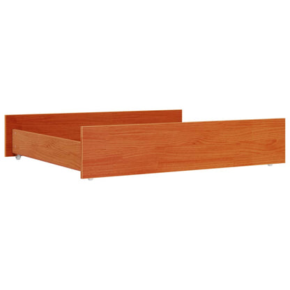 Bed Drawers 2pcs Brown Wax in Solid Pine Wood