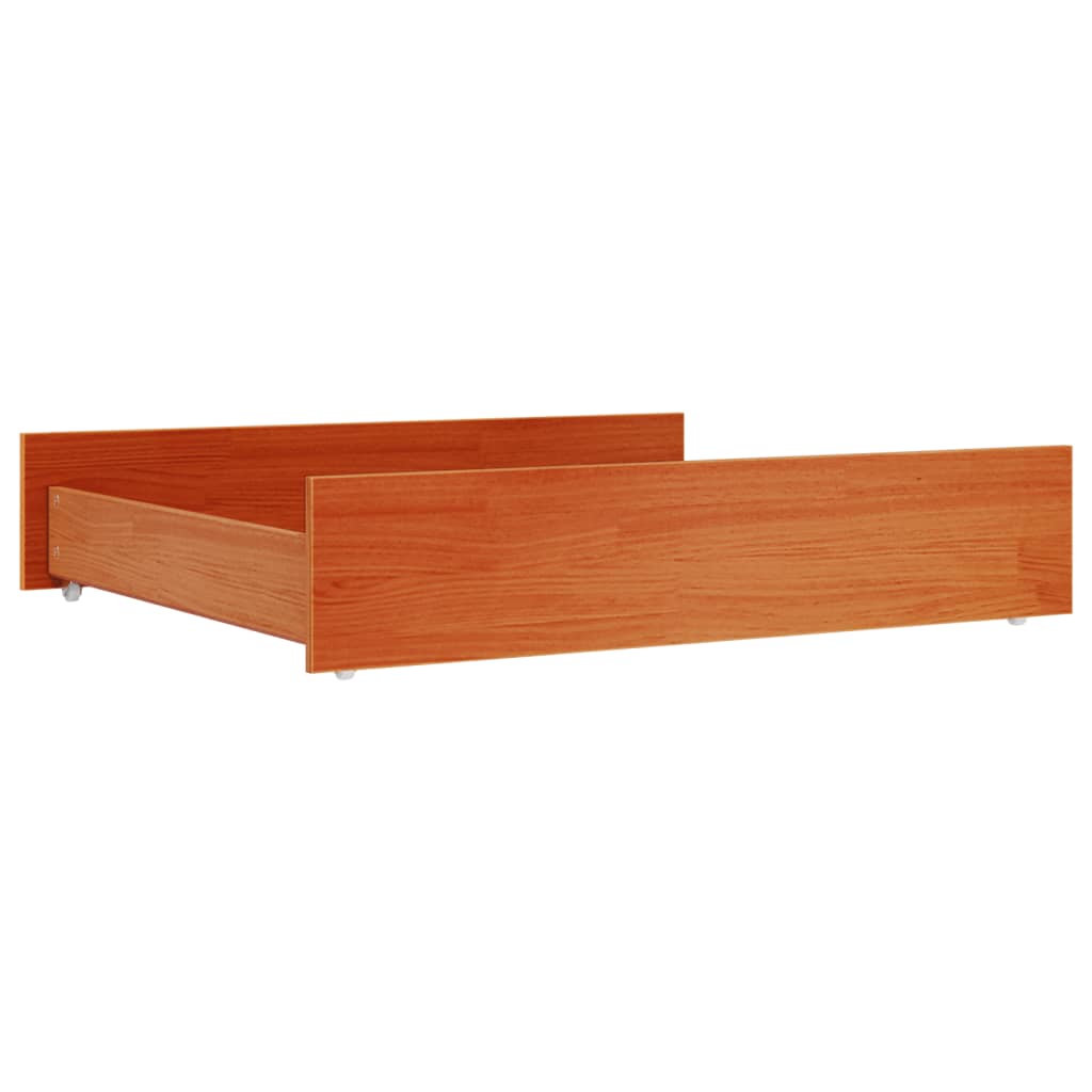 Bed Drawers 2pcs Brown Wax in Solid Pine Wood