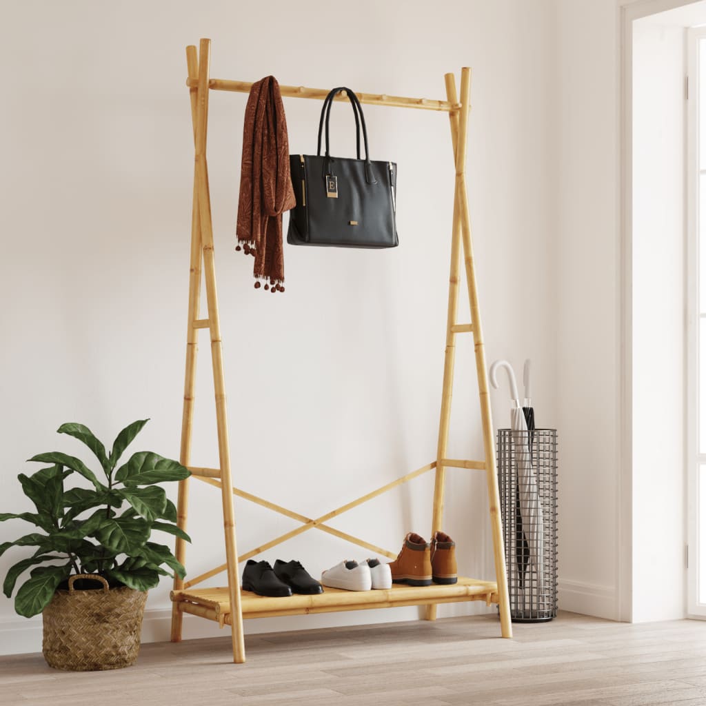 Clothes Hanger with Shelf 102x50x190 cm in Bamboo