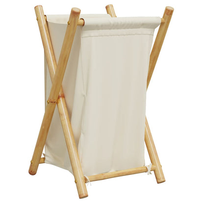 Cesto per Biancheria Bianco Crema 41,5x36x63,5 cm in Bambù - homemem39