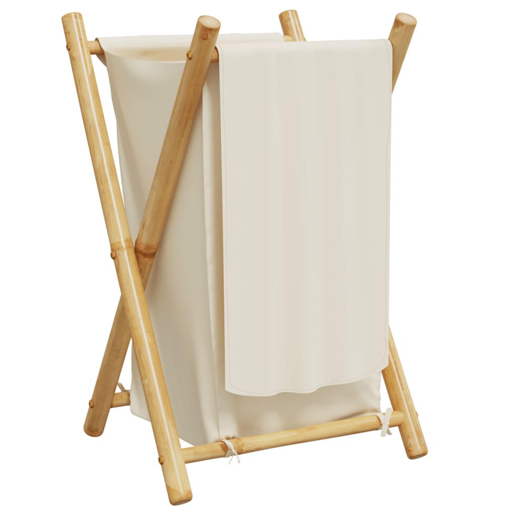 Cesto per Biancheria Bianco Crema 41,5x36x63,5 cm in Bambù | homemem39