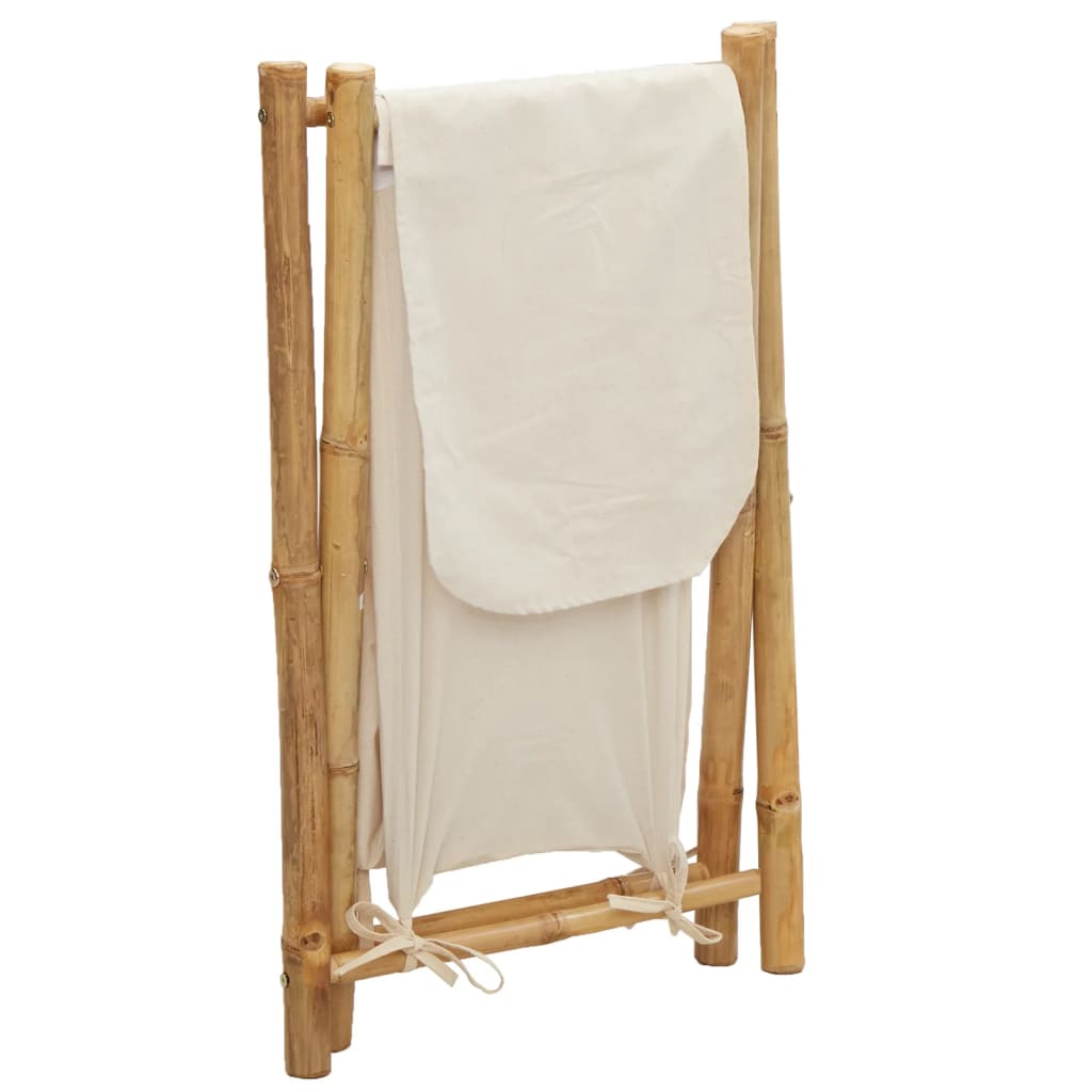 Cesto per Biancheria Bianco Crema 45x55x63,5 cm in Bambù - homemem39