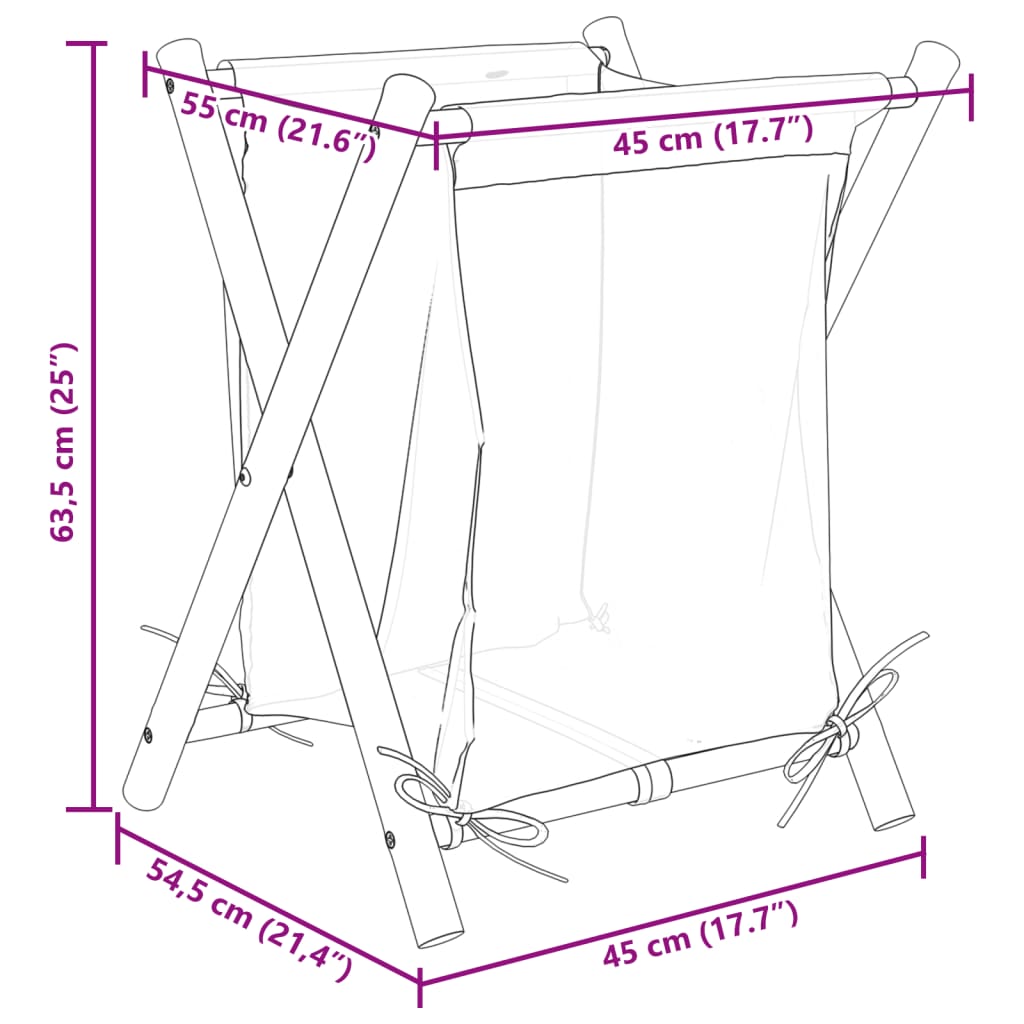 Cesto per Biancheria Bianco Crema 45x55x63,5 cm in Bambù | homemem39