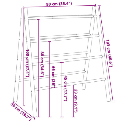 Scala Portasciugamani Doppia con 4 Pioli 90x50x100 cm in Bambù