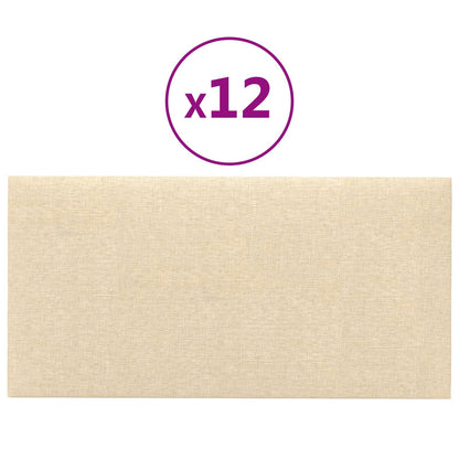Testiera da Parete 12 pcs Crema 30 x 15 cm Tessuto | homemem39