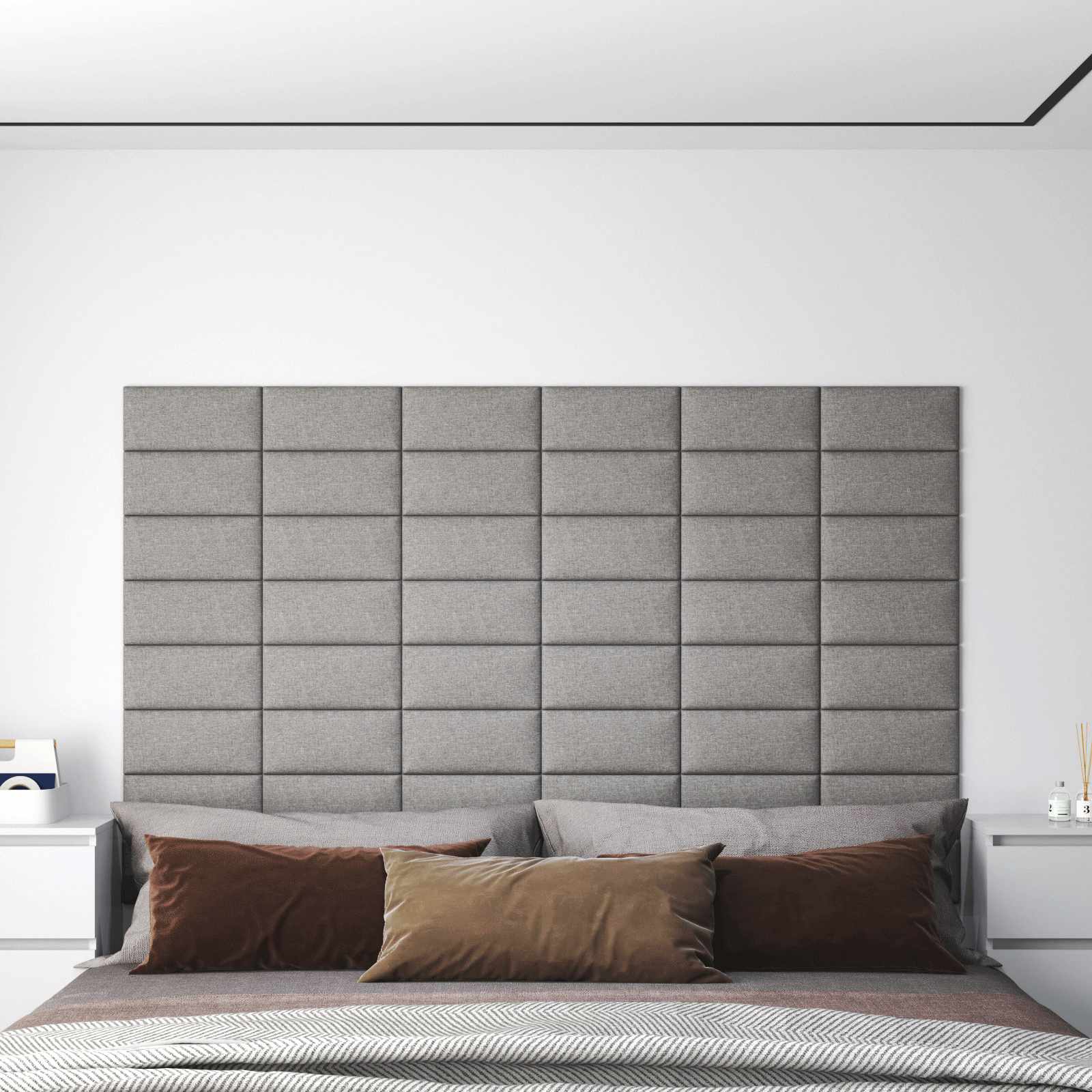 Testiera da Parete 12 pcs Grigio chiaro 30 x 15 cm Tessuto | homemem39
