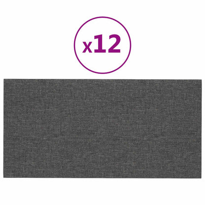Testiera da Parete 12 pcs Grigio scuro 30 x 15 cm Tessuto | homemem39