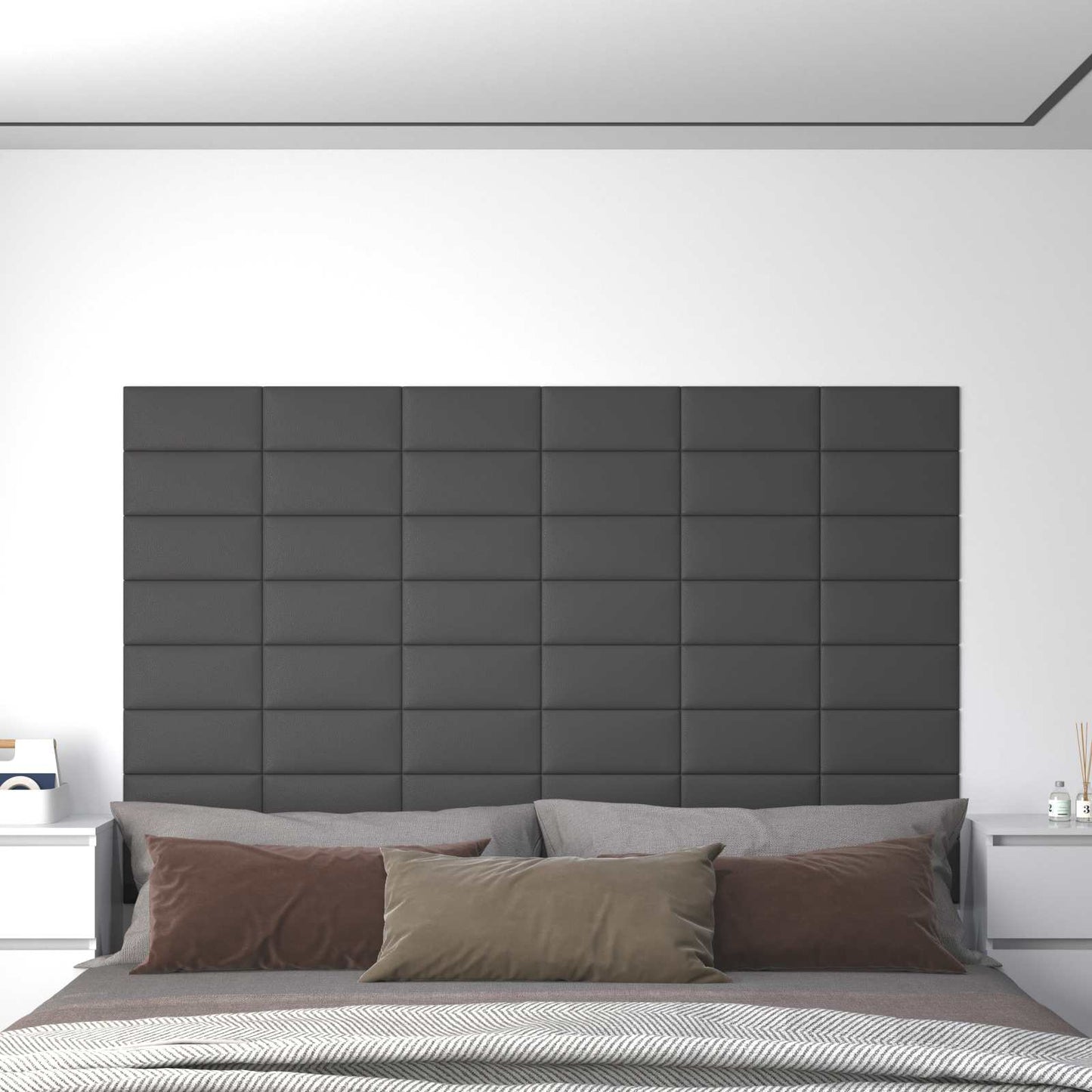 Testiera da Parete 12 pcs Grigio 30 x 15 cm Tessuto | homemem39