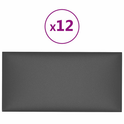 Testiera da Parete 12 pcs Grigio 30 x 15 cm Tessuto | homemem39