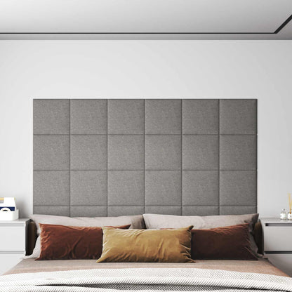Testiera da Parete 12 pcs 30 x 30 cm Grigio chiaro Tessuto