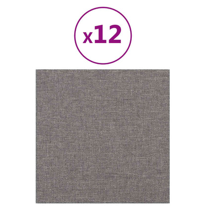 Testiera da Parete 12 pcs Grigio chiaro 30 x 30 cm Tessuto