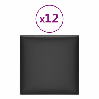 Testiera da Parete 12 pcs Nero 30 x 30 cm Tessuto | homemem39