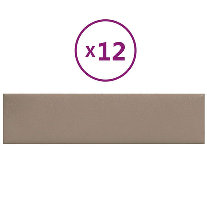 Testiera da Parete 12 pcs Cappuccino 60 x 15 cm Tessuto | homemem39