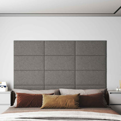 Testiera da Parete 12 pcs 60 x 30 cm Grigio chiaro Tessuto