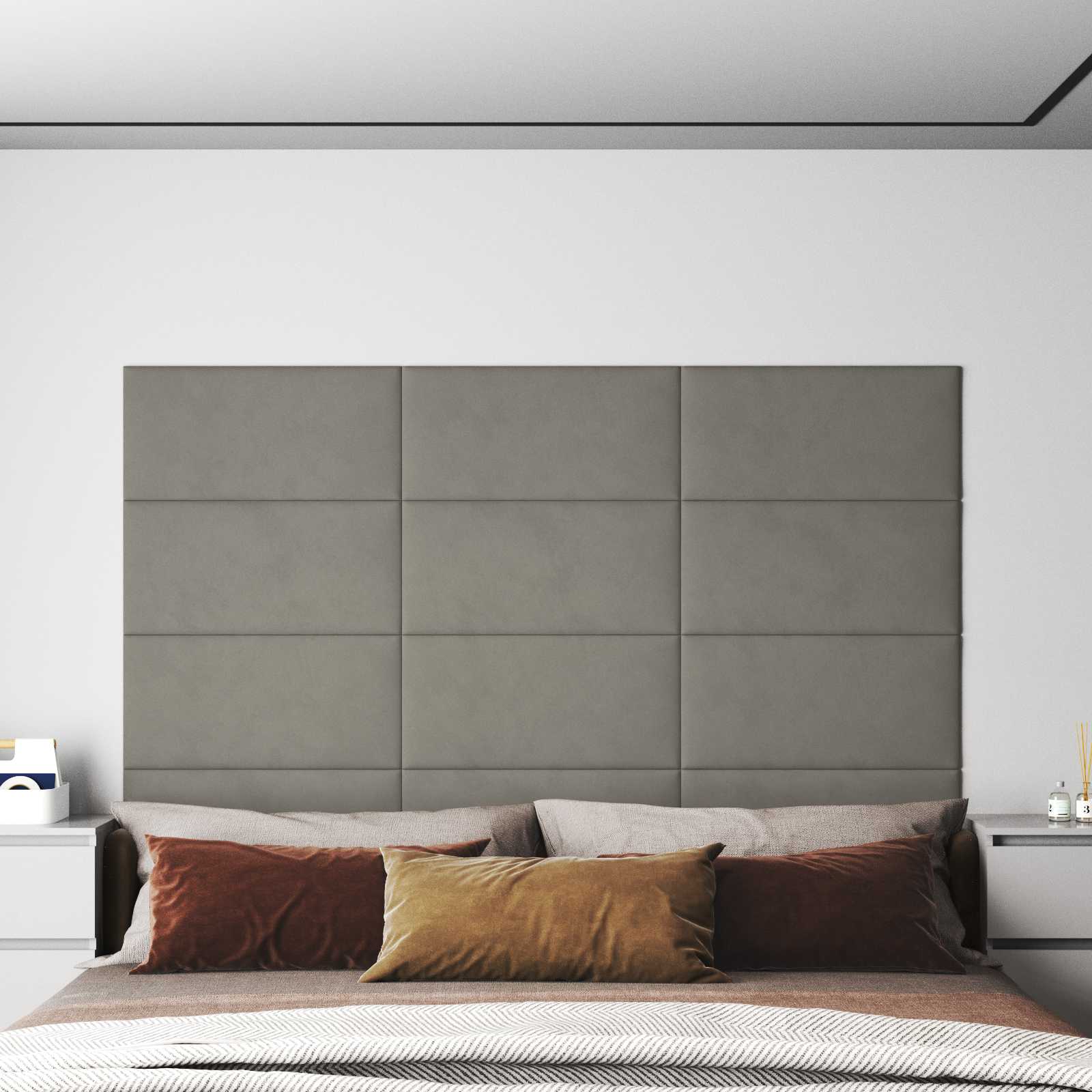 Testiera da Parete 12 pcs Grigio Chiaro Velluto | homemem39