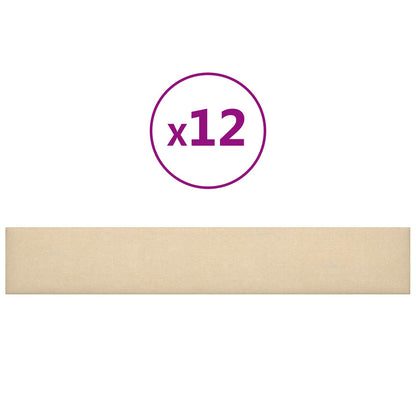 Testiera da Parete 12 pcs Crema 90 x 15 cm Tessuto | homemem39