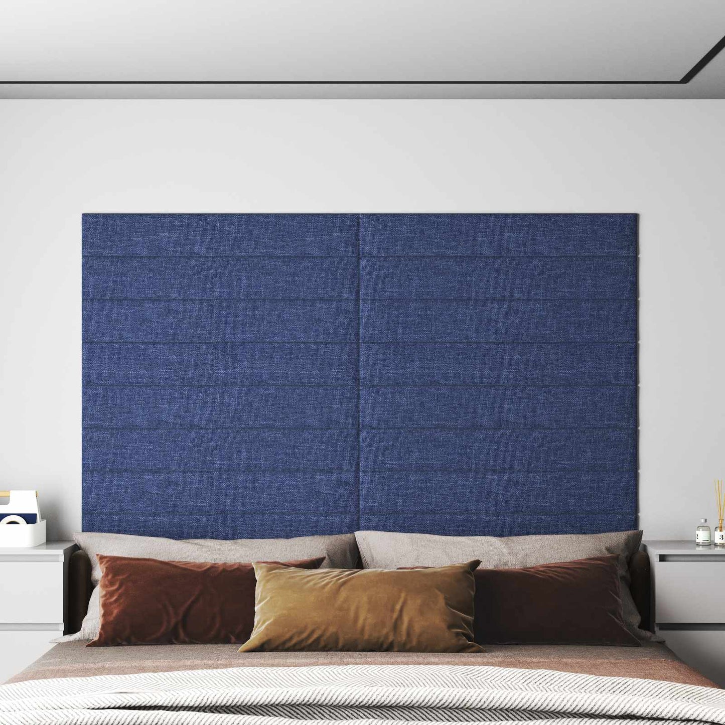 Testiera da Parete 12 pcs Blu 90 x 15 cm Tessuto | homemem39