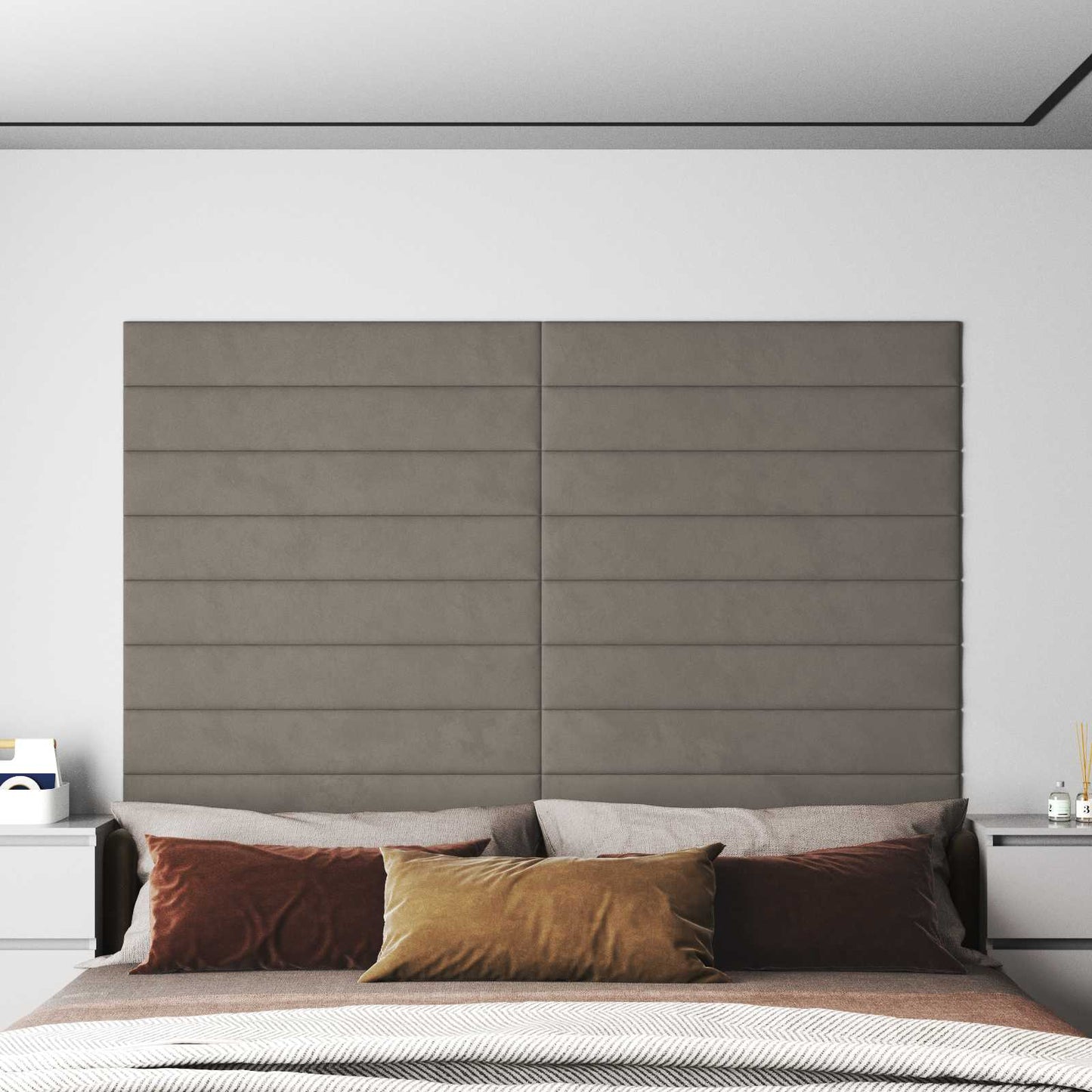 Testiera da Parete 12 pcs Grigio Chiaro Velluto | homemem39