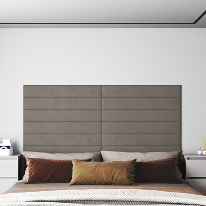 Testiera da Parete 12 pcs Grigio Chiaro Velluto