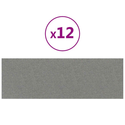Testiera da Parete 12 pcs Grigio chiaro 90 x 30 cm Tessuto | homemem39