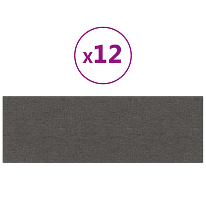 Testiera da Parete 12 pcs Grigio scuro 90 x 30 cm Tessuto | homemem39