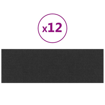 Testiera da Parete 12 pcs Nero 90 x 30 cm Tessuto | homemem39