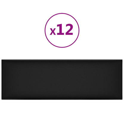 Testiera da Parete 12 pcs Nero 90 x 30 cm Tessuto | homemem39