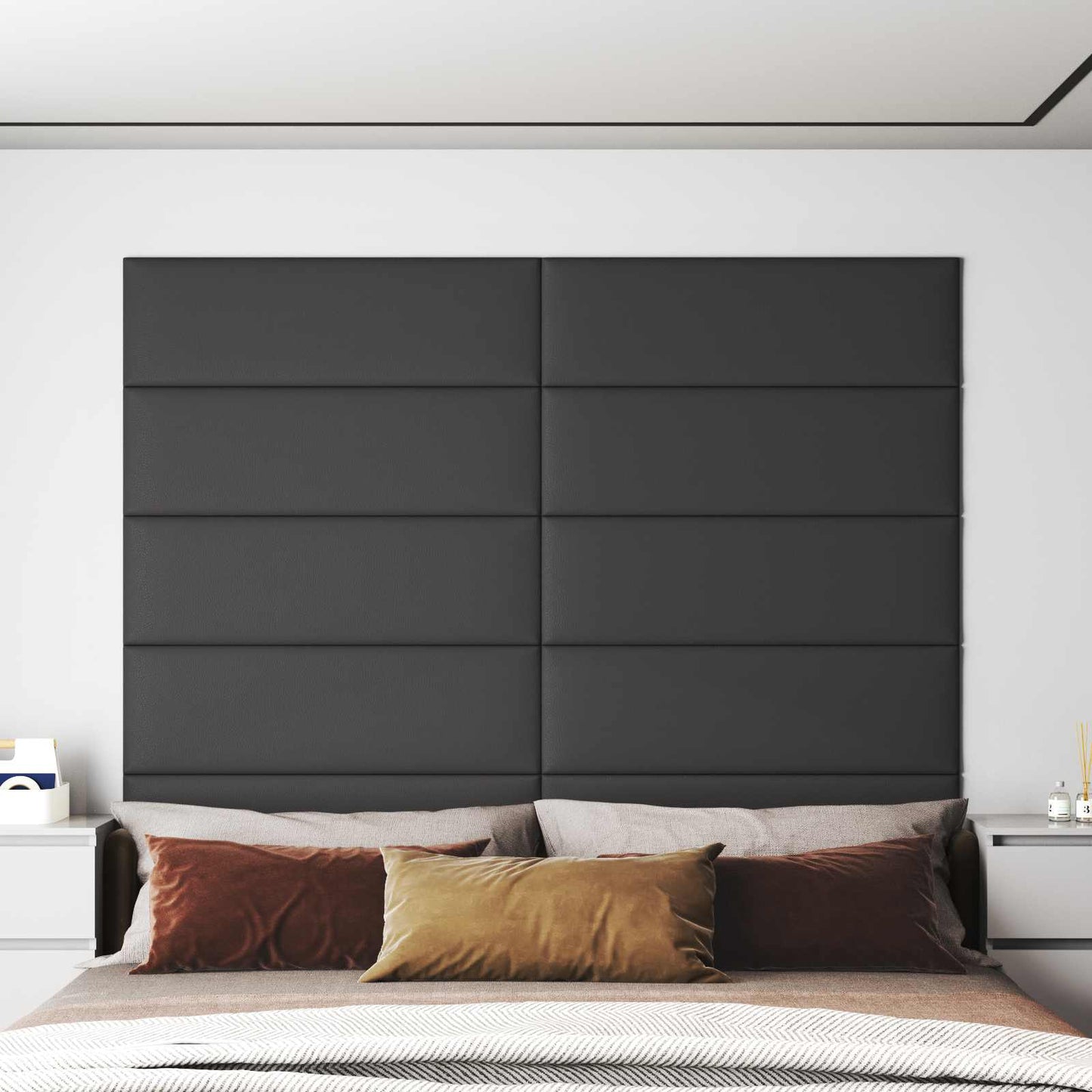 Testiera da Parete 12 pcs Grigio 90 x 30 cm Tessuto | homemem39