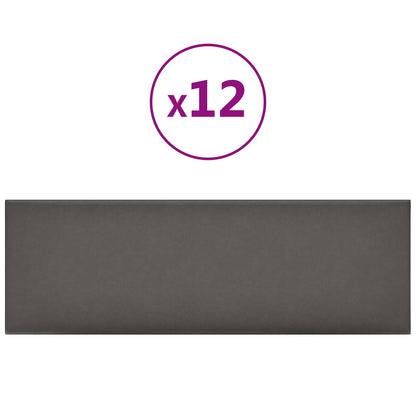 Testiera da Parete 12 pcs Grigio 90 x 30 cm Tessuto | homemem39