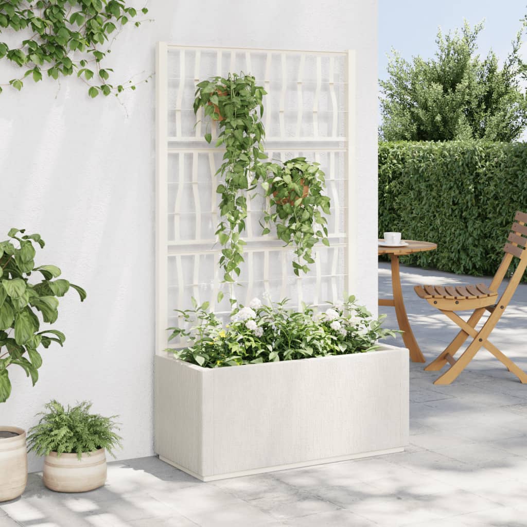 Fioriera da Giardino con Traliccio Bianco 80x36x140 cm PP - homemem39