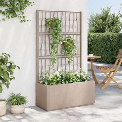 Garden Planter with Light Brown Trellis 80x36x140 cm PP