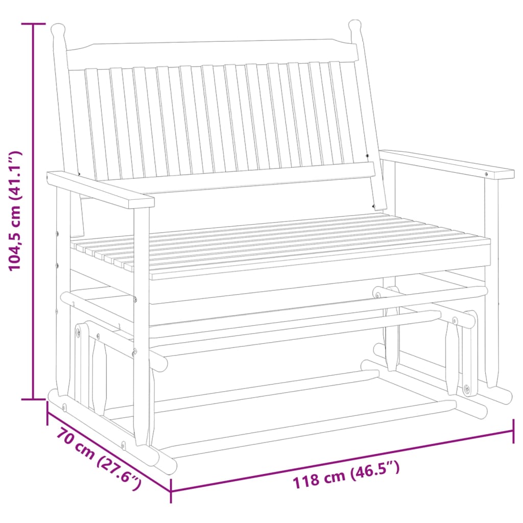 Panca a Dondolo Nera 118x70x104,5cm in Legno Massello di Pioppo