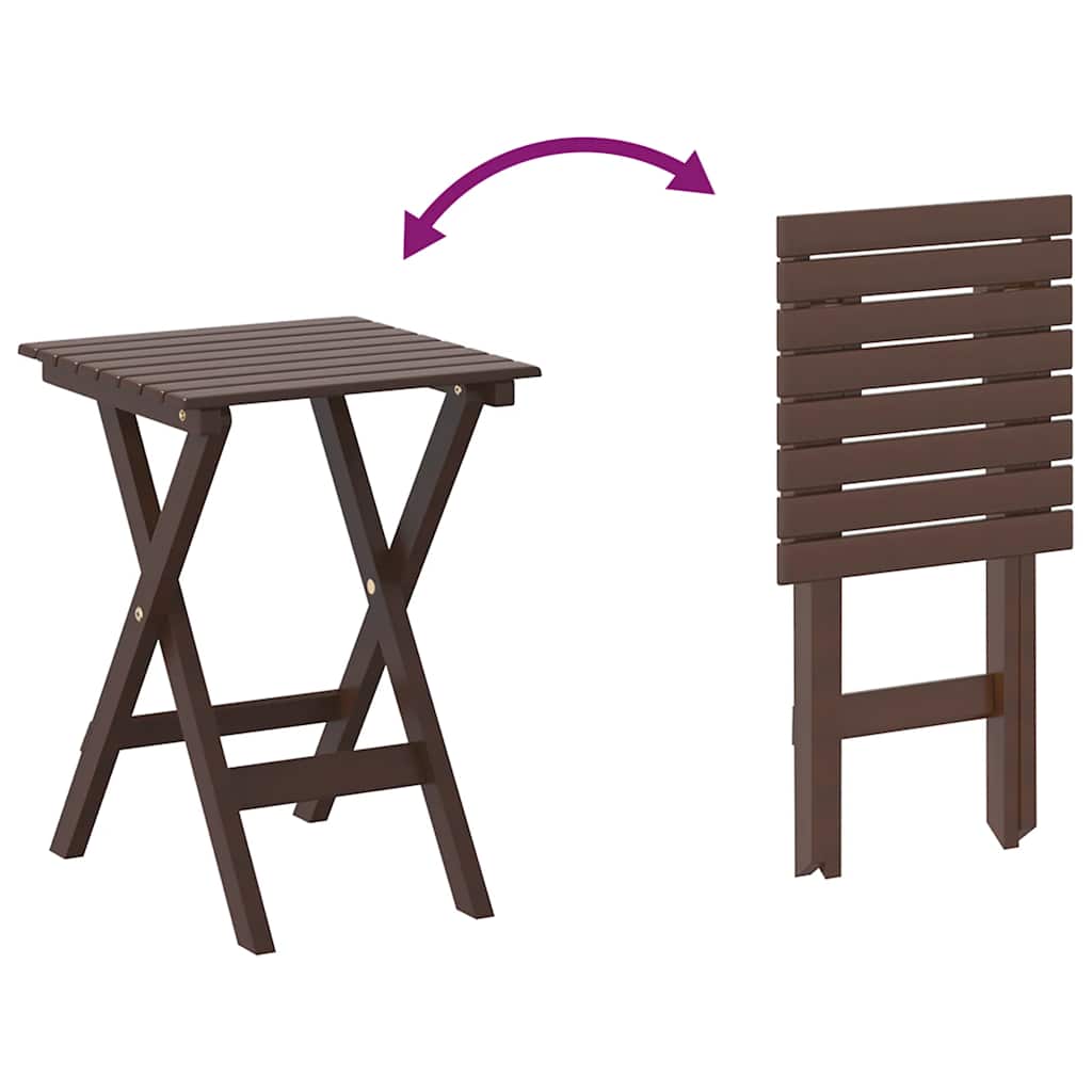 Tavolino Laterale Pieghevole Marrone Legno Massello di Pioppo | homemem39