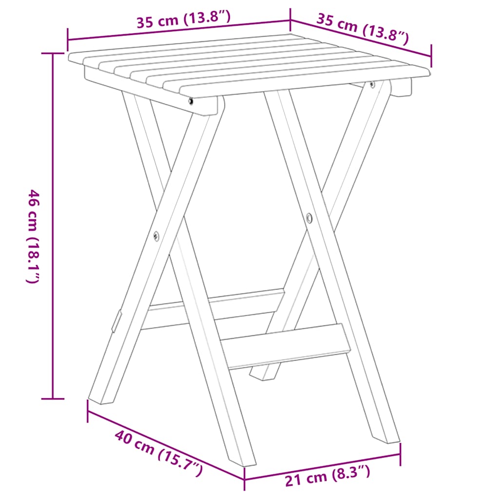 Tavolino Laterale Pieghevole Marrone Legno Massello di Pioppo | homemem39