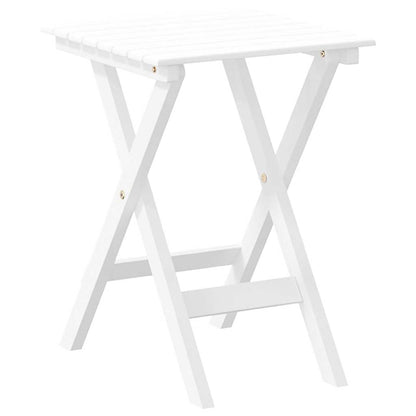 Tavolino Laterale Pieghevole Bianco in Legno Massello di Pioppo | homemem39