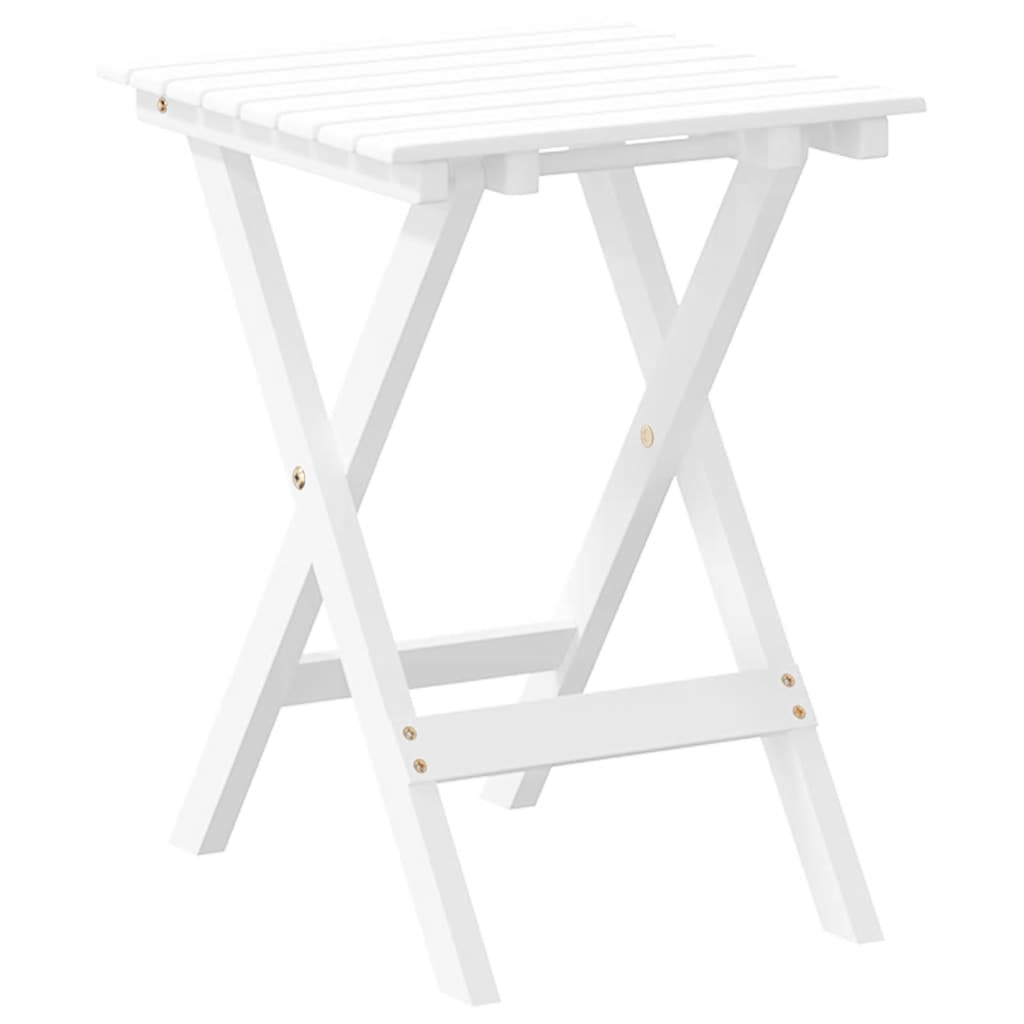 Tavolino Laterale Pieghevole Bianco in Legno Massello di Pioppo | homemem39