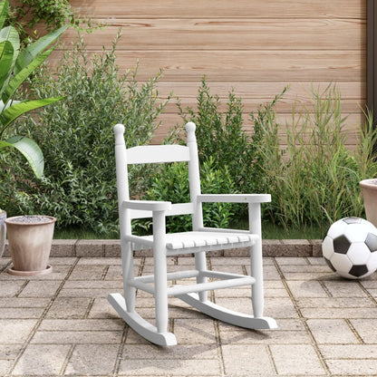 Sedia a Dondolo per Bambini Bianca in Legno Massello di Pioppo - homemem39