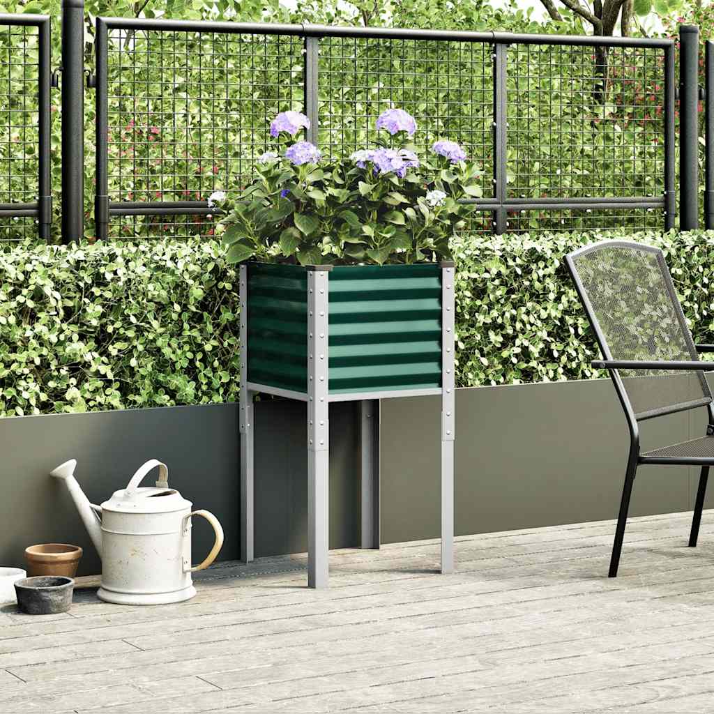 Fioriera da giardino verde 45x45x88 cm in acciaio