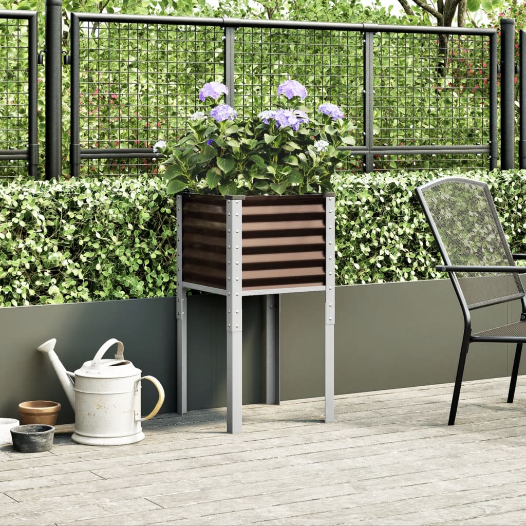 Fioriera da giardino marrone 45x45x88 cm in acciaio