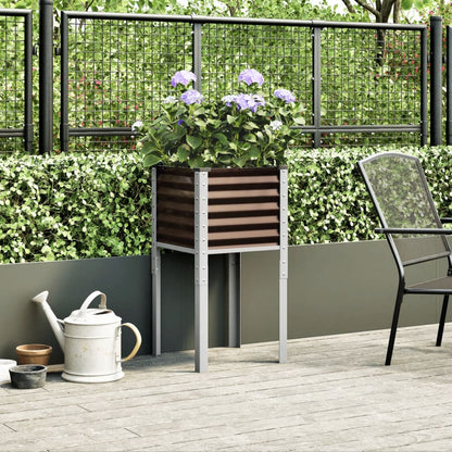 Fioriera da giardino marrone 45x45x88 cm in acciaio
